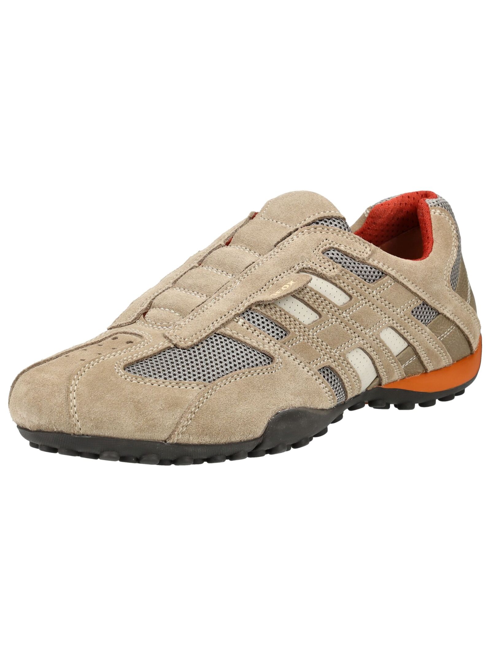 Sneaker GEOX "Geox Sneaker Leder/Textil", Herren, Gr. 42, beige, orange, Leder, Textil, Schuhe Sneaker