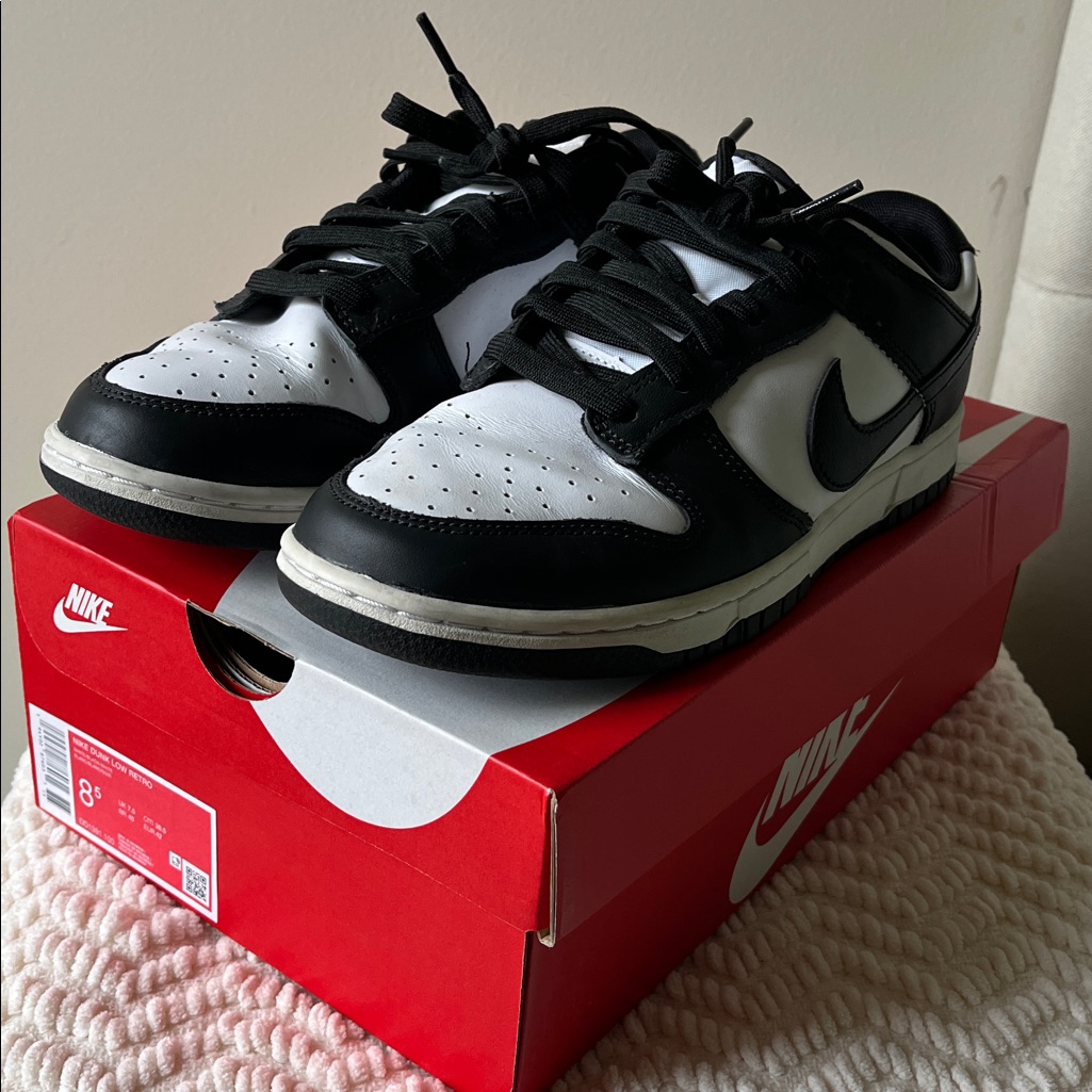Nike Shoes | Men's Nike Dunk Low Retro Casual Shoes - Pandas - Size 8.5 | Color: Black/White | Size: 8.5