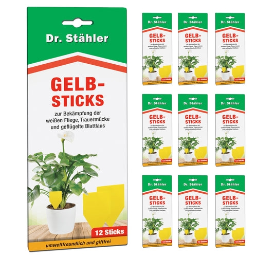 Effektive Gelbsticks zur Bekämpfung fliegender Insekten wie die weiße Fliege, Trauermücke & Blattlaus: 120 Stück Image