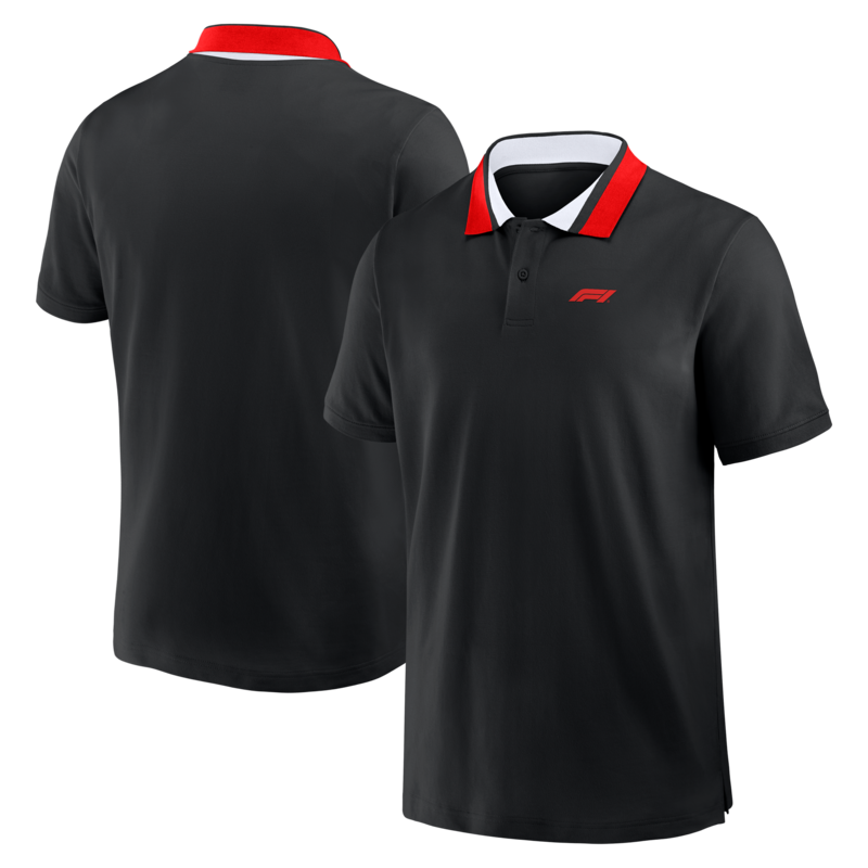 Formula 1 Classic Piqué Poloshirt mit Streifenmuster – Schwarz Image