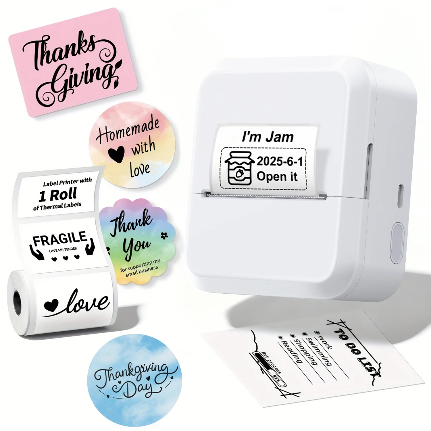 LabelMarklife S2 Maker Tag Preisgünstiger Tragbarer Thermoetikettendrucker mit Weißen Fotoetiketten für Bäckerei/Geschäft Smartphone-Unterstützung Image