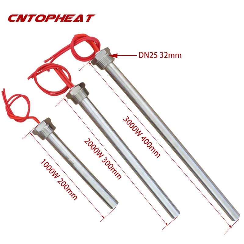 DN25 Heizpatrone, Edelstahl-Rohrheizkörper, Immersion, 220 V, Wasserheizelement, 1 kW/2 kW/3 kW