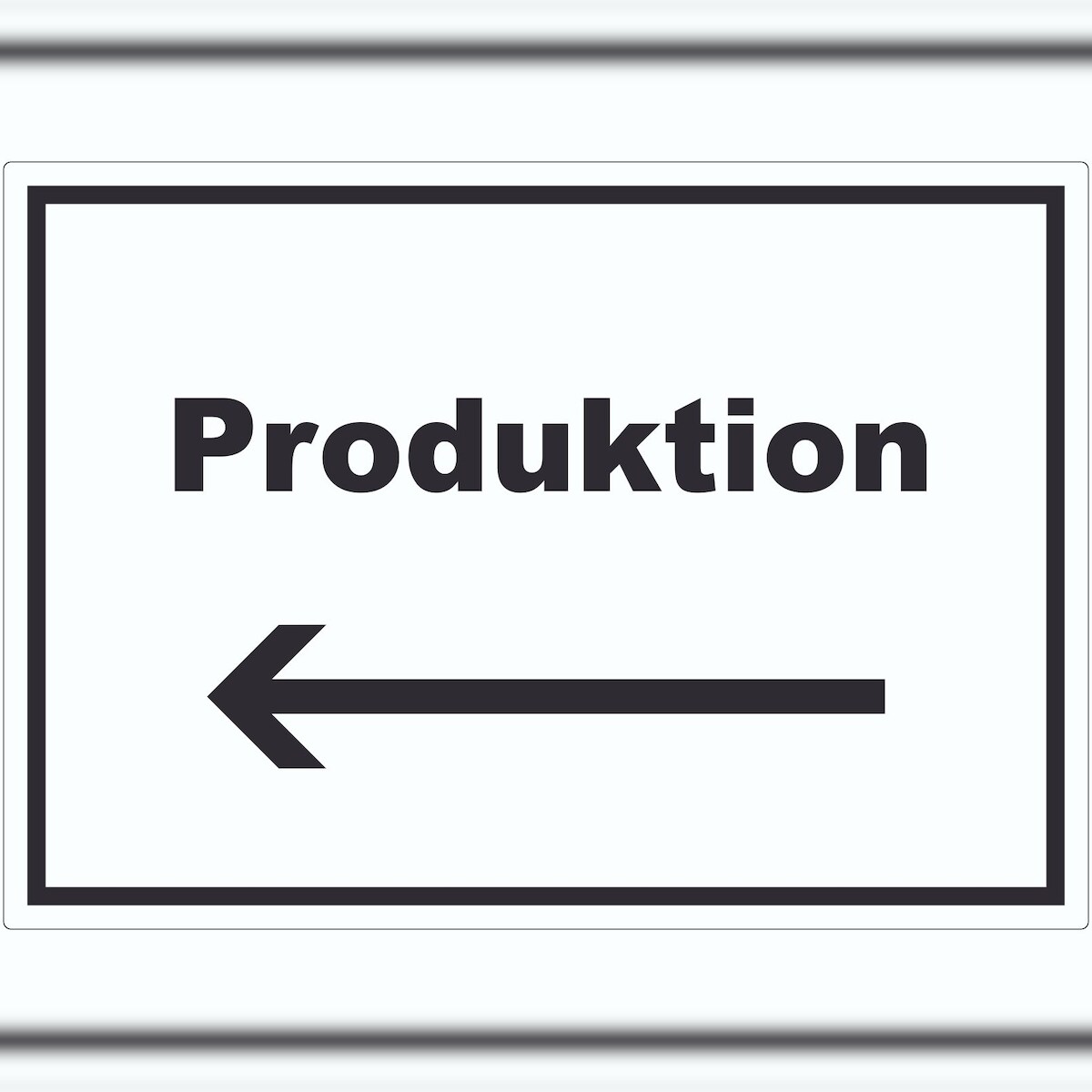 HB-Druck Produktion Aufkleber mit Text und Richtungspfeil links Herstellung waagerecht A3 (297x420mm) Image