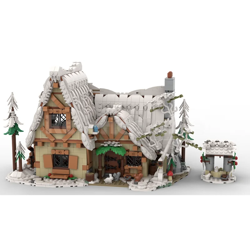 2002 Teile MOC Winterdorf-Serie Bausatz: Ein Schneeweiße Hütte Modell DIY Montage-Bausteine Spielzeug als Geburtstagsgeschenk für Kinder Image