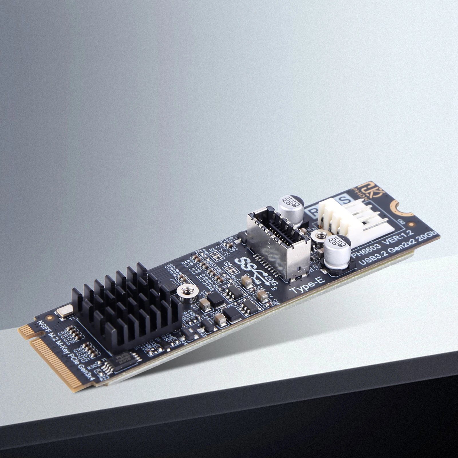 M2 PCIE NVME zu TYPE E Erweiterungskarte Riser ASM3242 Chipsatz M2 M-Key PCIe zu USB3.2 Frontpanel-Erweiterungskarte für Desktop Image
