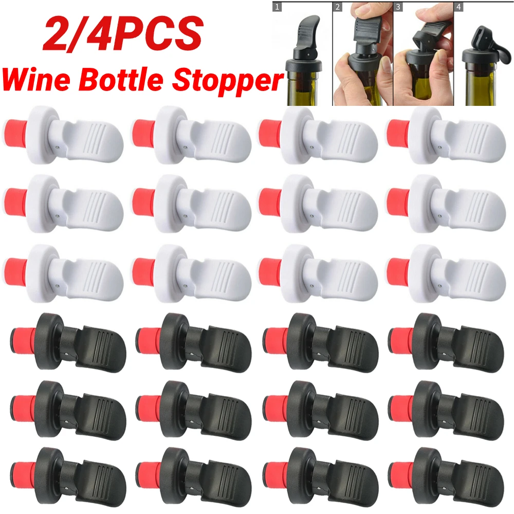 2/4 stücke Wein Flasche Stopper Bar Hand Drücken Abdichtung Champagner Biere Kappe Biere Dichtung Deckel Vakuum Frische-halten Wein Flasche Stecker Image