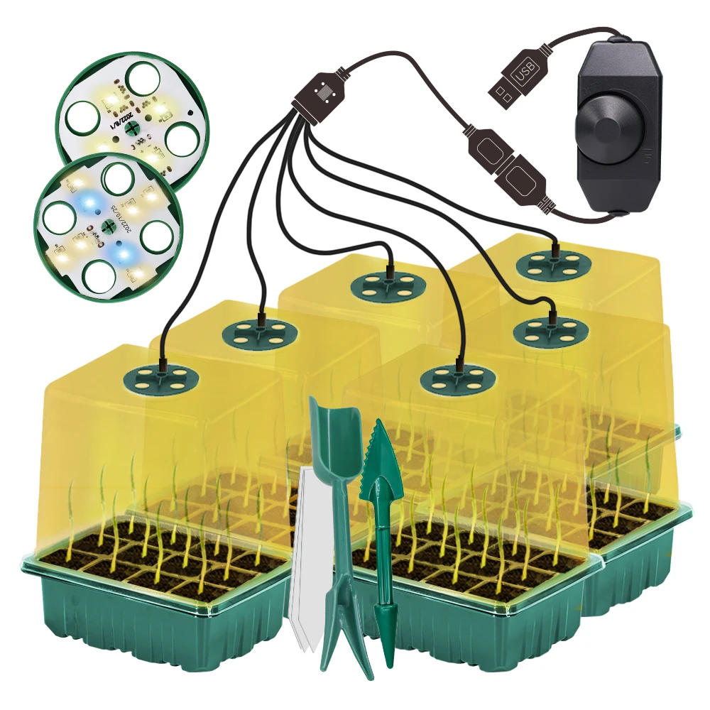 Starter-Keimungsbox für Samen, verstellbar, 8-4 Perlen, LED-Wachstumslichter, grüne Vermehrung, wachsende Behälter, Schalen, Hausgarten, Baumschule Image