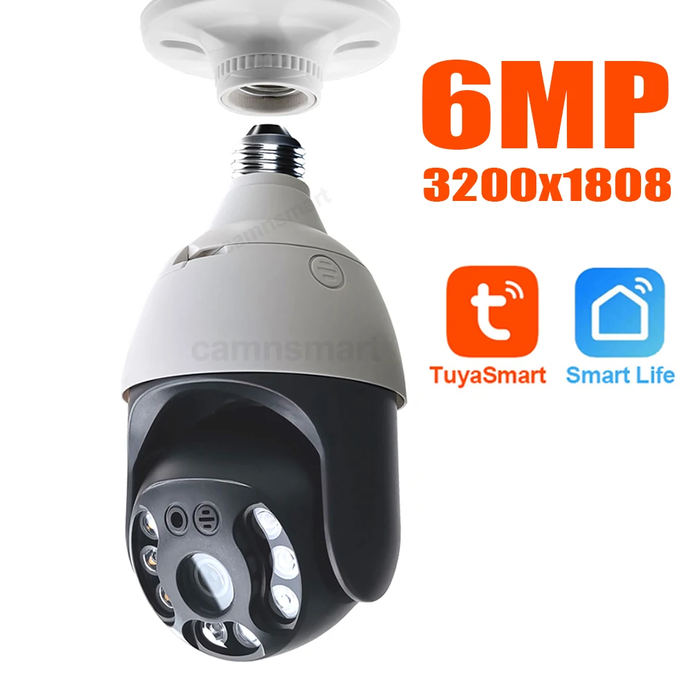 Ultra 6MP Outdoor Wireless WIFI Kamera E27 Glühbirne Typ für Smart Home Tuya APP IP66 Wasserdichte Auto Track Bewegungserkennung Image