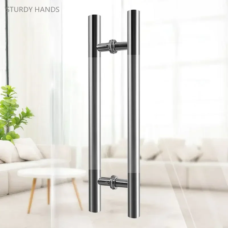 1 Paar runder Glastürgriff aus Edelstahl für Schiebetüren, Badezimmertüren, verdickter Handlauf, Heimrenovierungs-Hardware Image