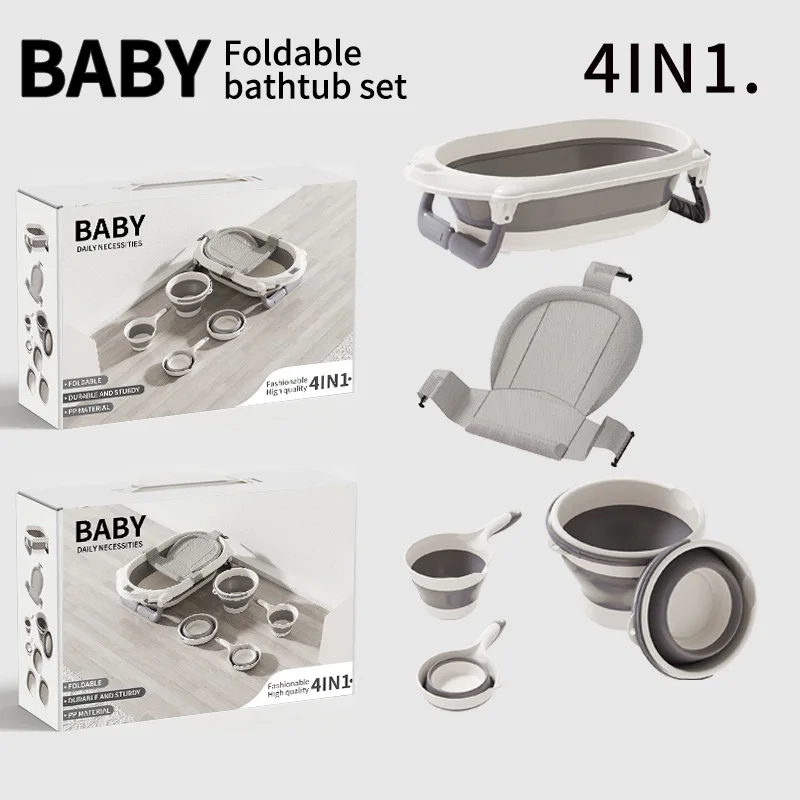 RJ310 Baby-Badewanne 4-teiliges Set Faltbare Baby-Badewanne Säuglings-Badewanne PP-Material Mit Temperatursensor Image