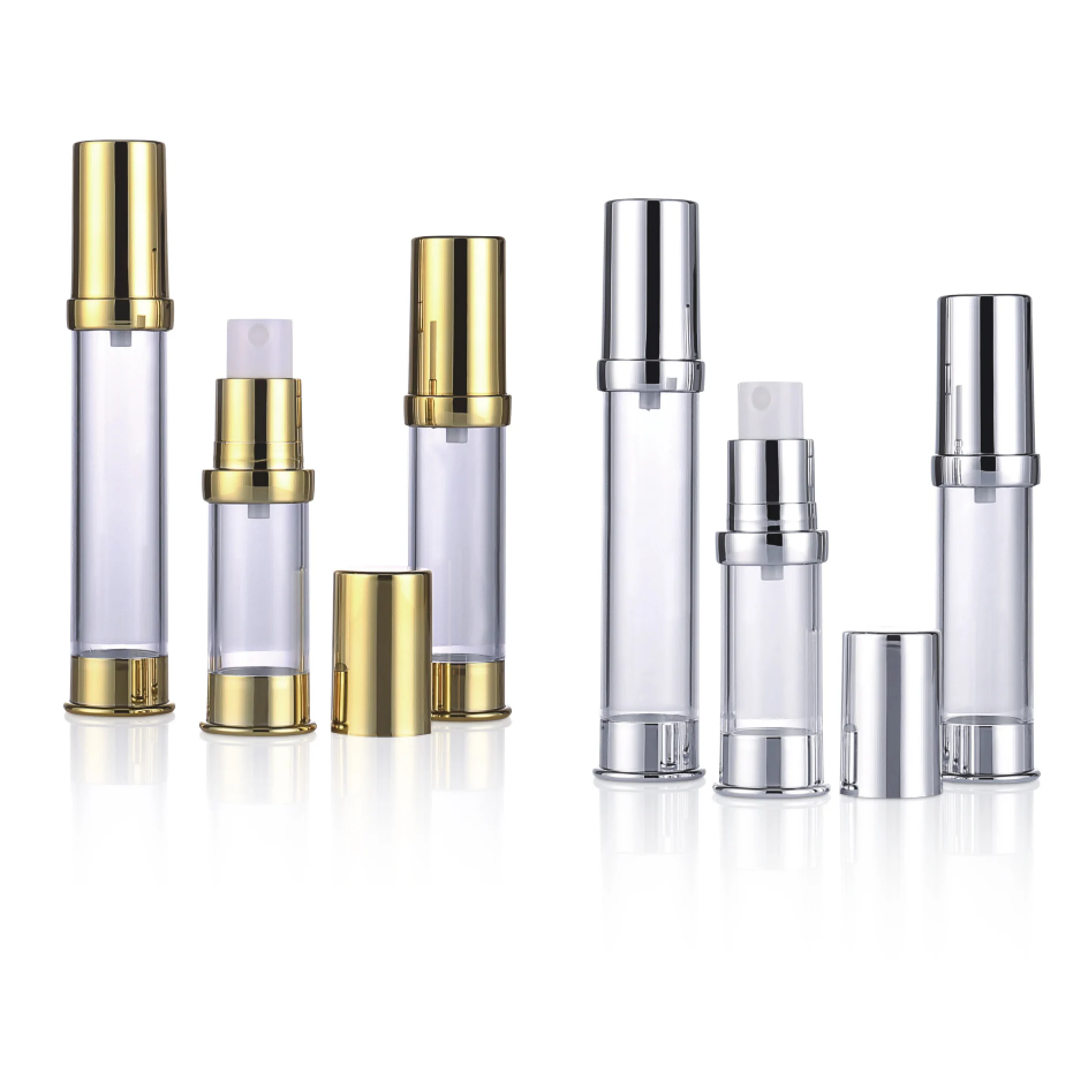 Flaconi Spray Cosmetici di Lusso in Alluminio Argento e Oro da 5ml 10ml 15ml 20ml 30ml 50ml Dispenser Airless con Pompa Bottiglie in Plastica Satinata Vendita all'Ingrosso