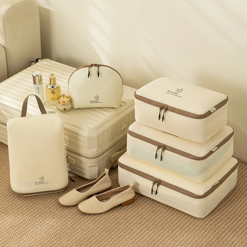 MKW 9019 Set di 5 Organizzatori per Valigie con Logo Personalizzato Set di Borse da Viaggio Cubi per l'Organizzazione dei Bagagli Kit di Stoccaggio