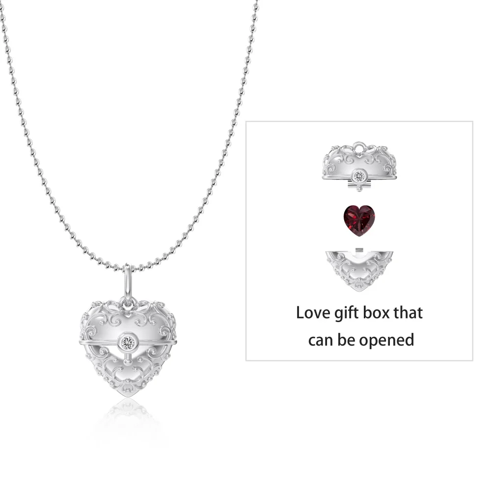 Dylam Design speciale da donna alla moda con catena a maglie in argento Sterling 5A Zirconia apribile con ciondolo a forma di cuore