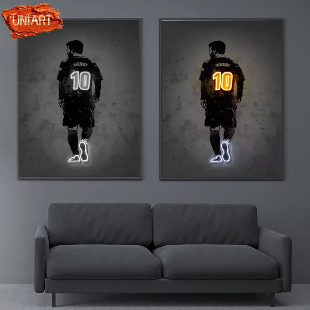 UNIART Custom LED Neon 3D Wall Art Custom illuminato Poster di auto pittura luce olio medio per soggiorno decorazione casa