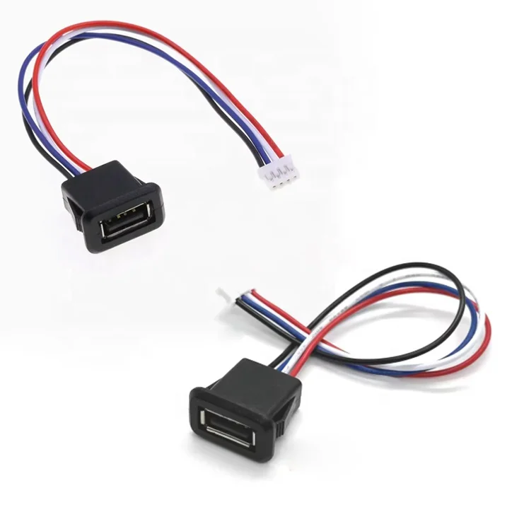 Connettori porta di ricarica 4 fili USB 2.0 presa di alimentazione femmina 4pin con cavi PH2.0 terminali elettrici USB presa di interfaccia