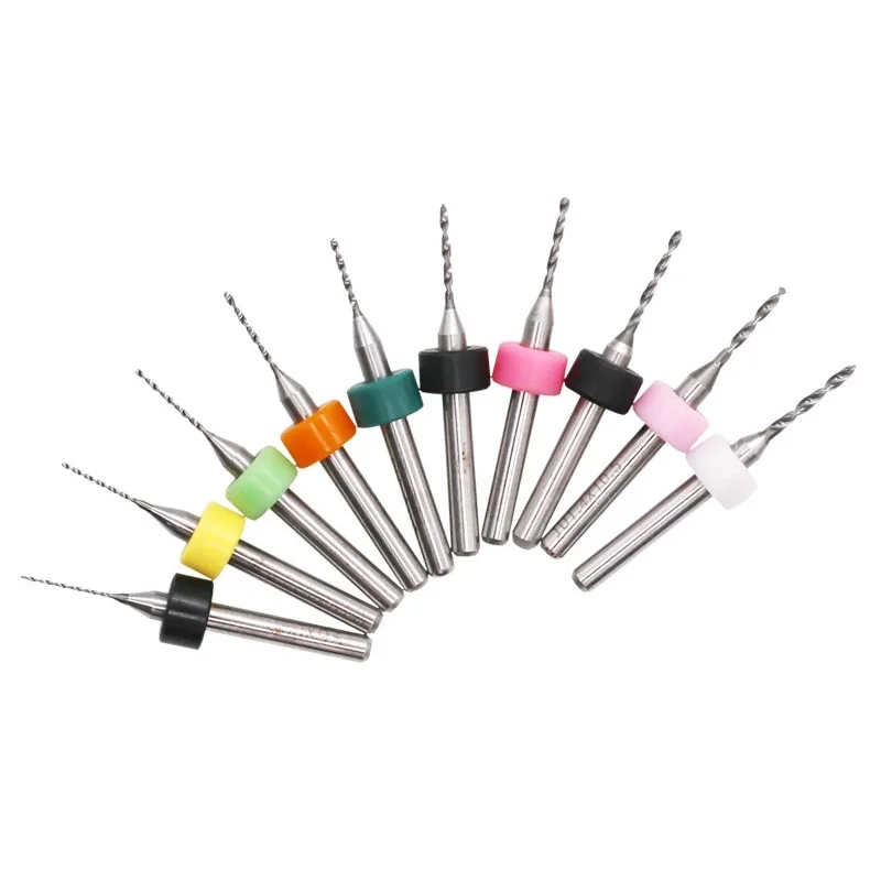 Set di 10 punte da trapano mini PCB da 06-15 mm in lega di acciaio al tungsteno per circuiti stampati kit di punte da trapano CNC