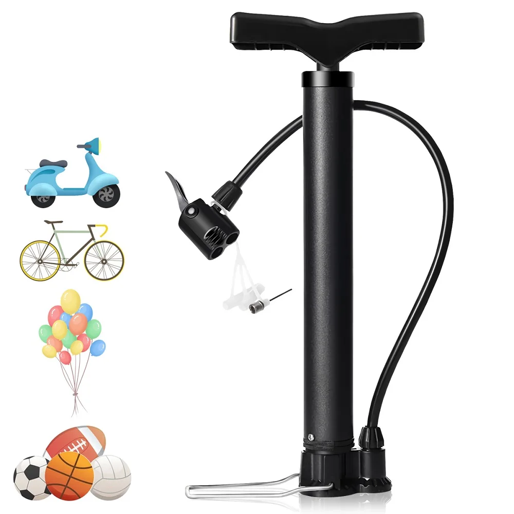 Pompa per Bicicletta Portatile Max 120 PSI Pompa Manuale per Bici Gonfiatore per Pneumatici e Palloncini Valvola Schrader Pompa da Terra Accessori per Ciclismo