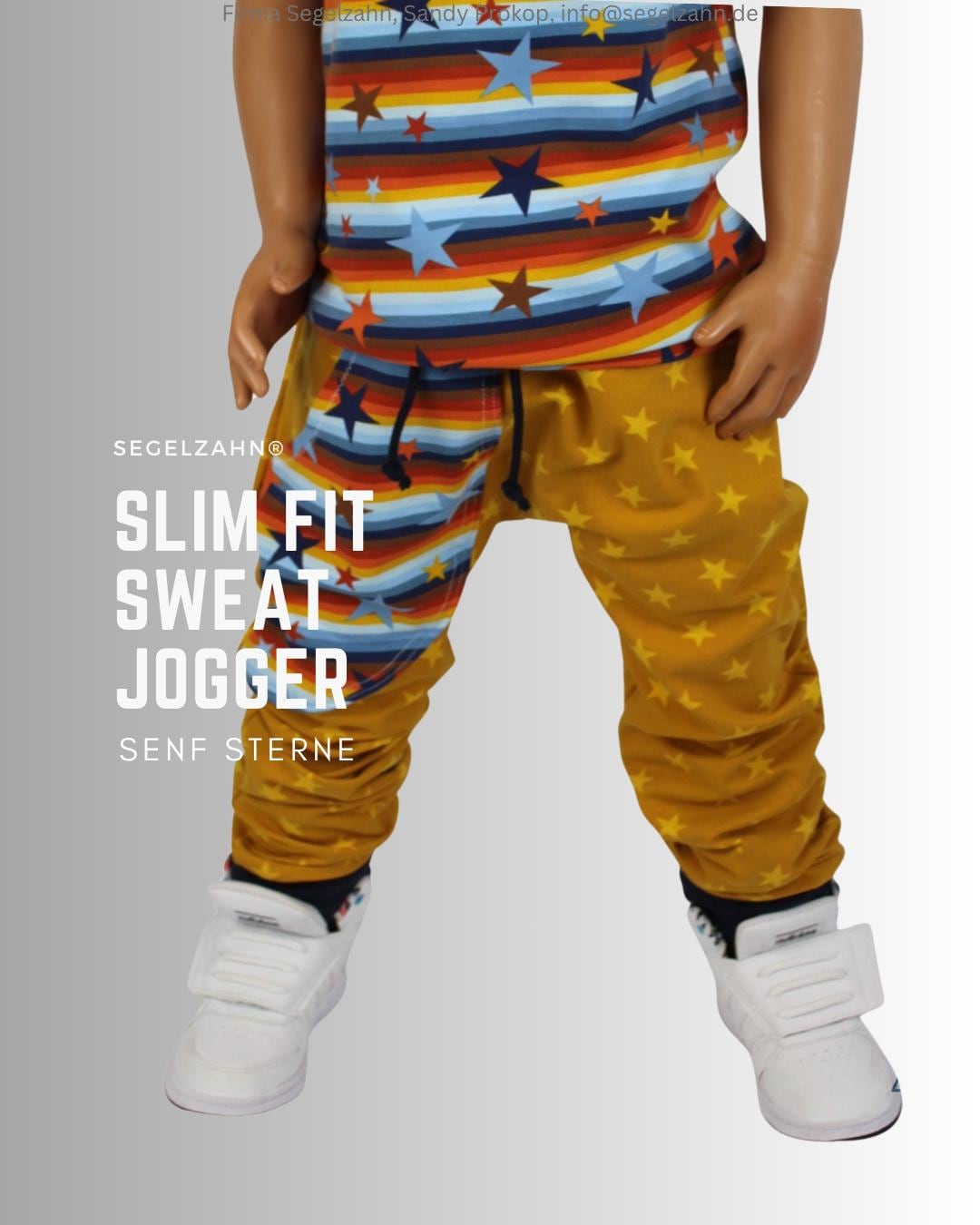 Pantaloni della tuta per bambini con stelle giallo senape, pantaloni da jogging slim fit per ragazzi, pantaloni da jogging per neonati, pantaloni Sail