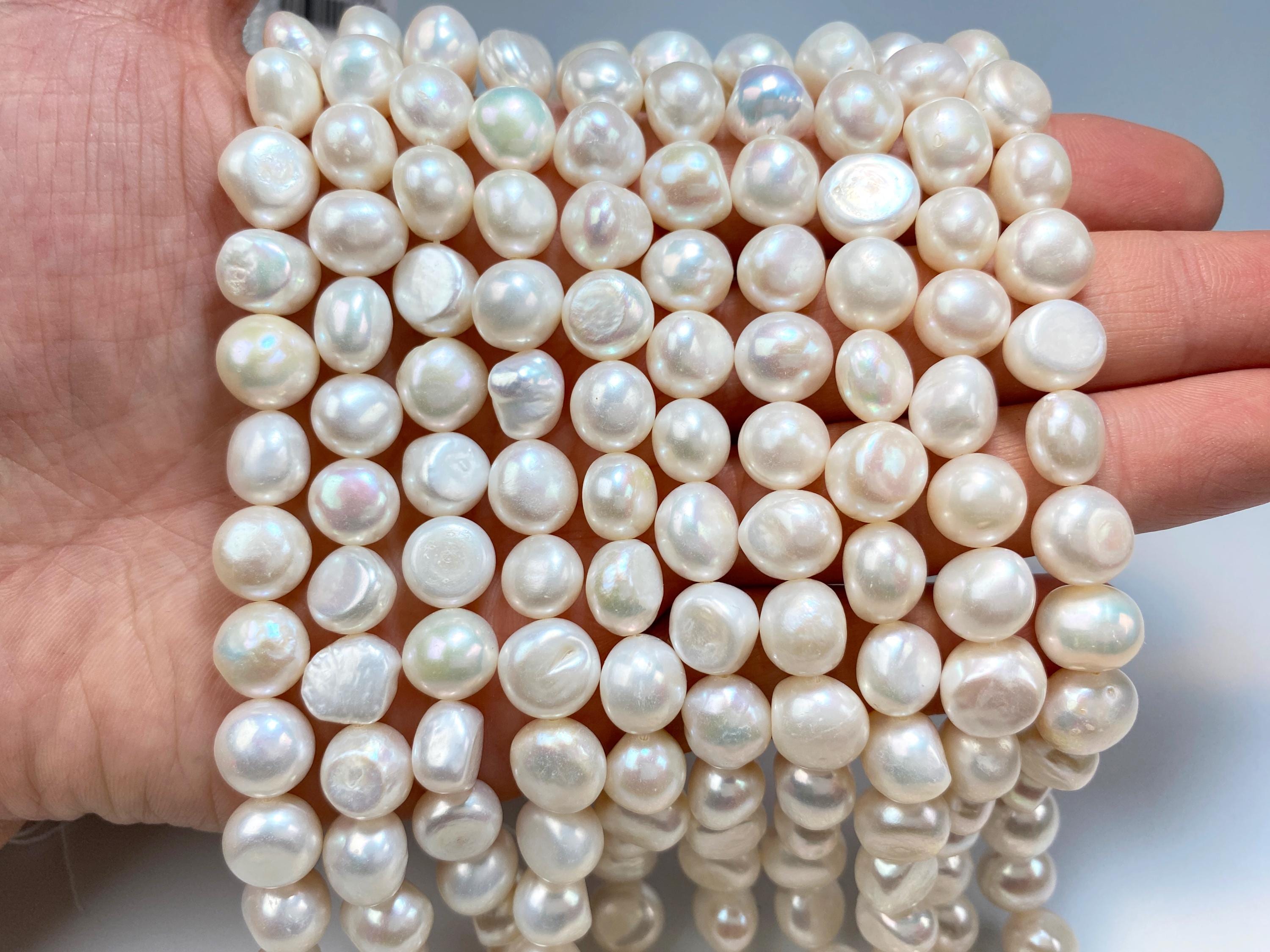 Perle di perle a pepita da 10~11 mm, collana di perle, perle bianche naturali, perle di perle d'acqua dolce, perle di semi, perle lucide, perle per la