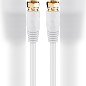 Goobay 67290 SAT Antennenkabel (80 dB), 2x geschirmt, 1.5 m, Weiß - vergoldet, F-Stecker > F-Stecker (vollständig geschirmt) Image