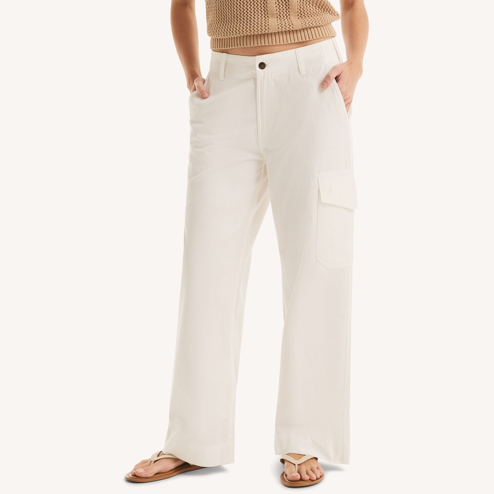 Nautica Women's Relaxed Cargo Pant 101 (Bright White), 14