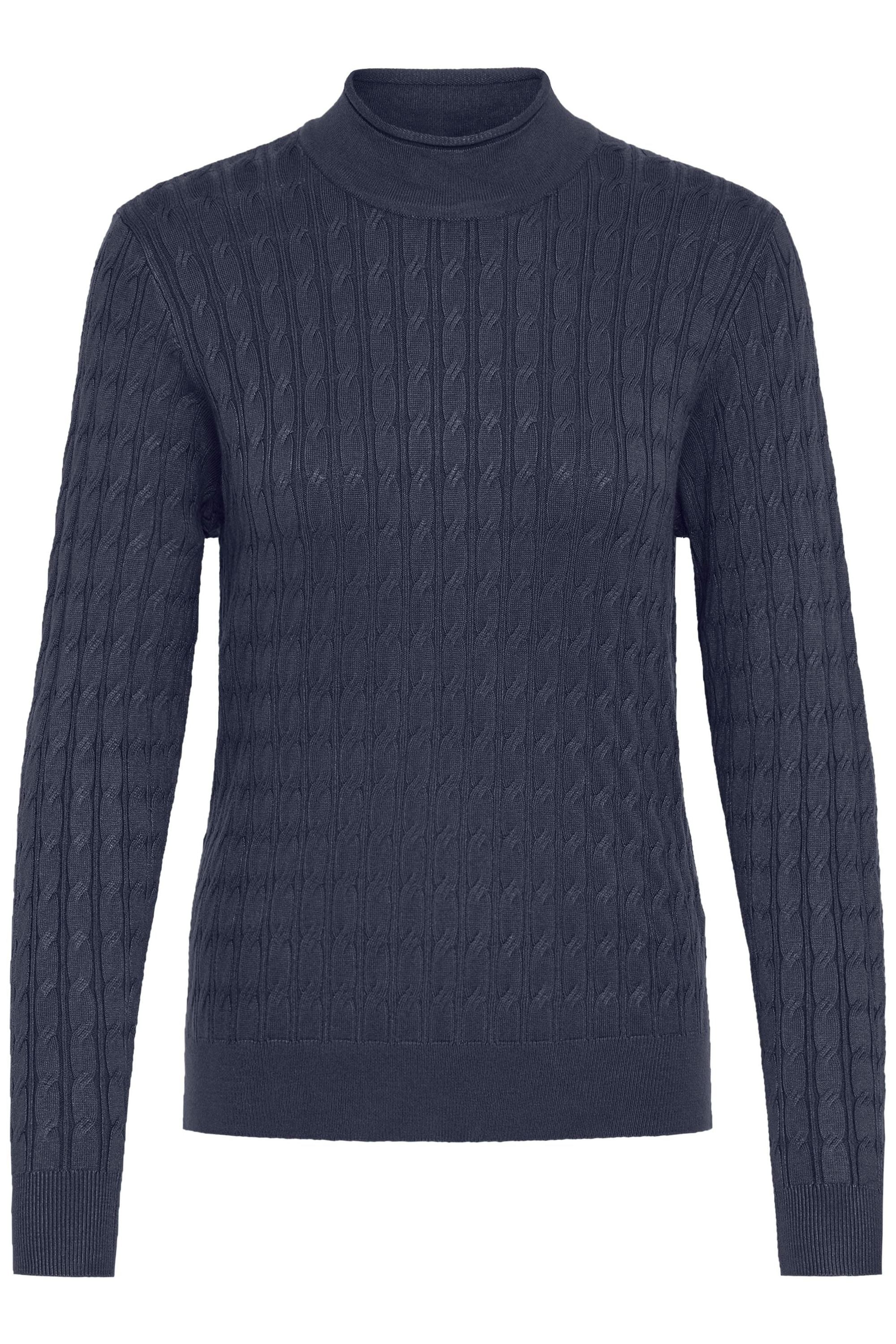 Rollkragenpullover OXMO "Rollkragenpullover OXISALLY", Damen, Gr. XXL, blau (total eclipse), Obermaterial: 70% Viskose CV. 30% Nylon NY., Pullover Rollkragenpullover