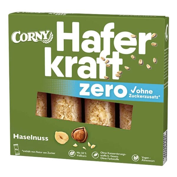 Corny Hafer-Riegel »Haferkraft Zero Haselnuss« ohne Zuckerzusatz 4 Stück Image