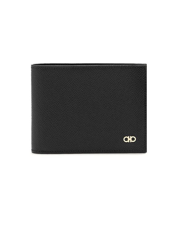 Gancini Bi-Fold Leather Wallet - Black - Ferragamo Wallets