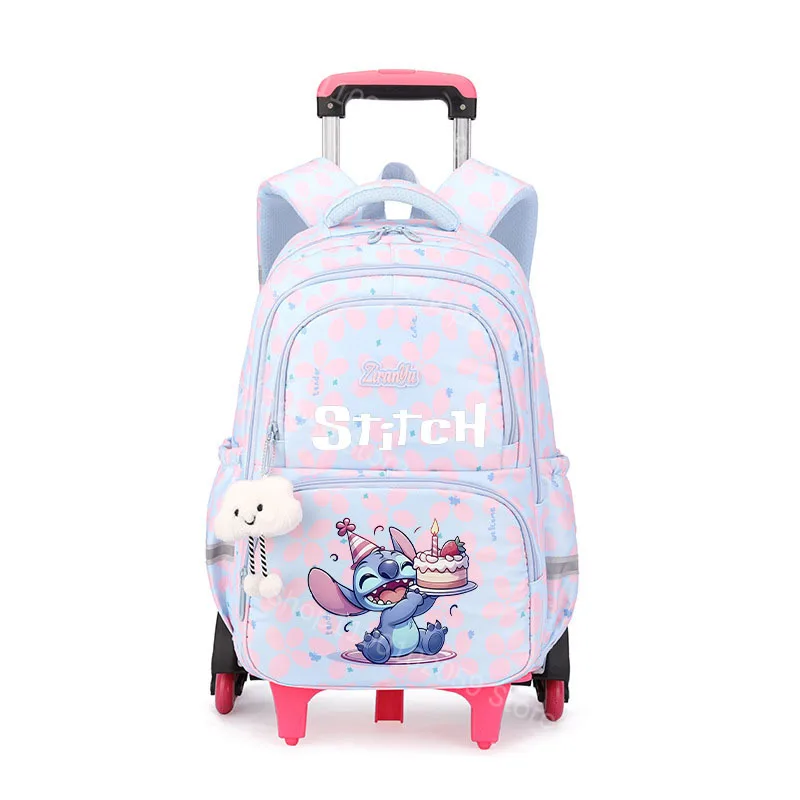 Diseny point sacs d'école roulants filles sacs à dos d'école avec roues facile pratique chariot bagages dessin animé mignon sac à dos