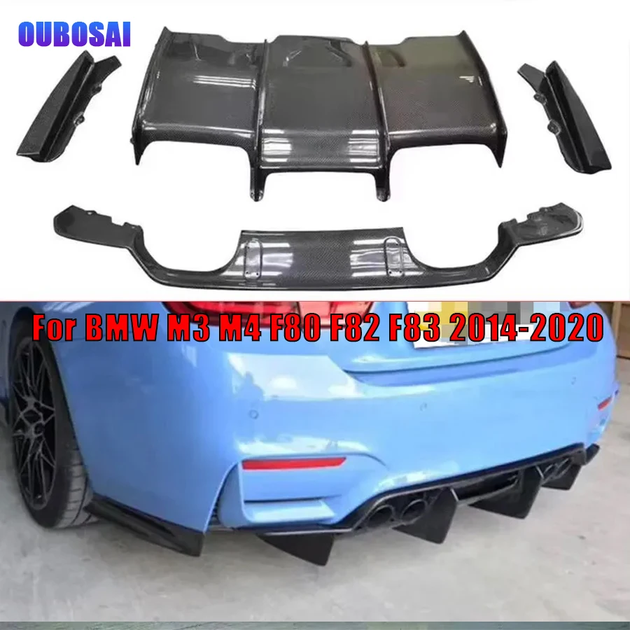 Per BMW M3 M4 F80 F82 F83 2014-2020 In Fibra di Carbonio Labbro Posteriore Diffusore PSM Stile Paraurti Posteriore Shunt Spoiler Diffusore parti automobilistiche