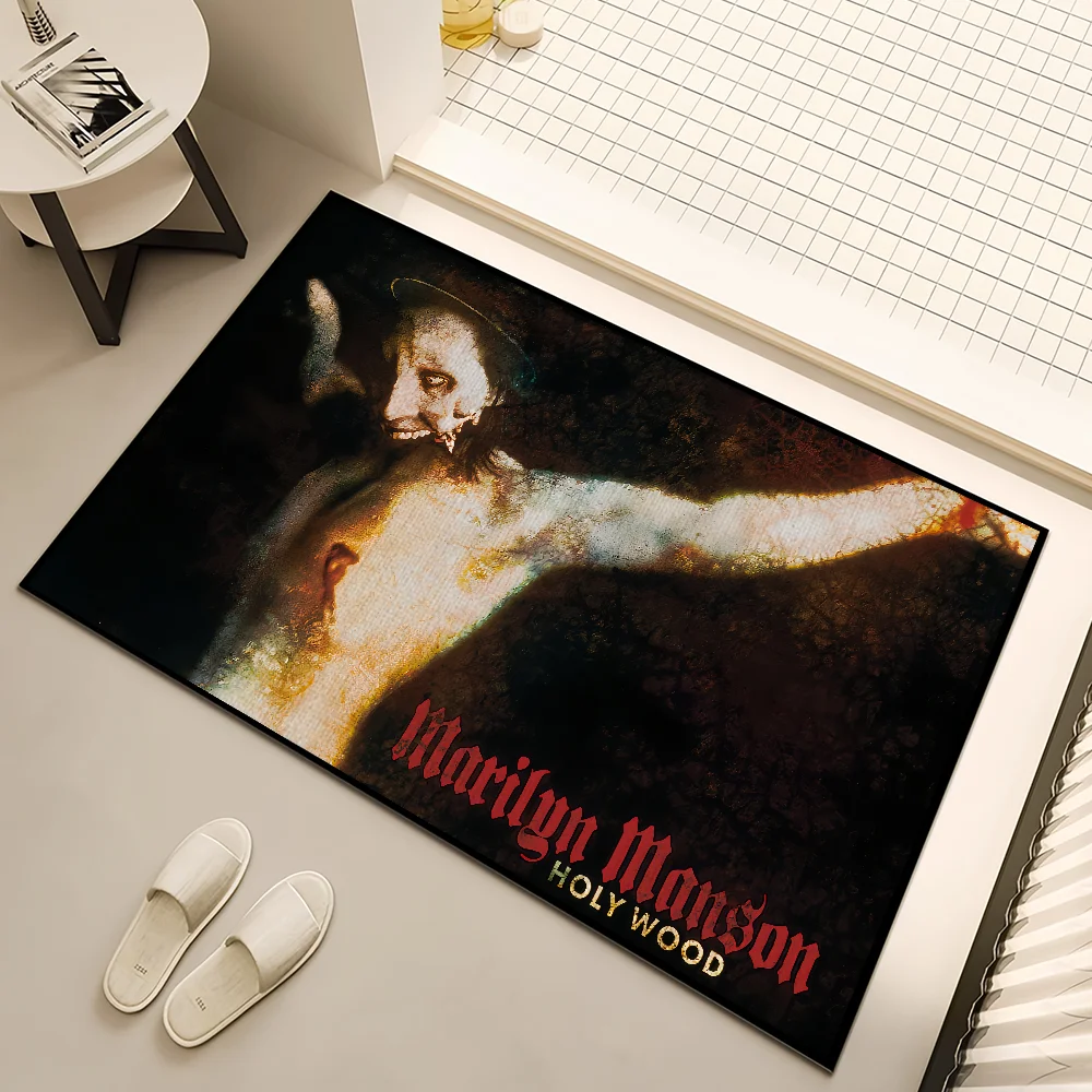 Gothic Rock Band M-MarilynS M-Manson kleiner Teppich Teppich Teppich Home Decor Schlafzimmer Matte Flur Balkon Eingang Fußmatte Dekoration