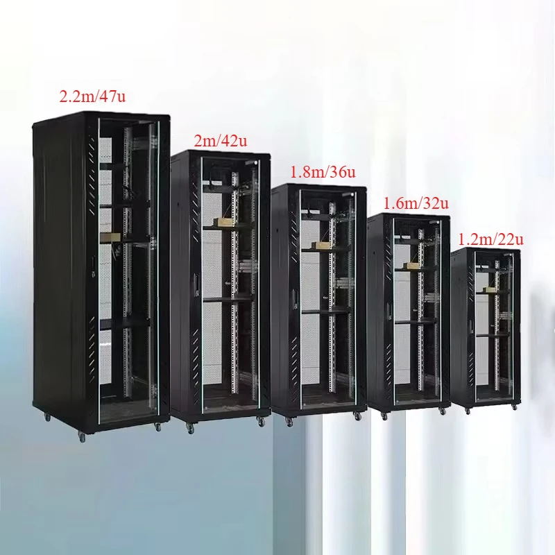 47U 2,2m Hoher Rechenzentrum-Netzwerkschrank 19-Zoll-Rack-Mount Standard-Server Outdoor SCHWARZ Boden-Server-Schrank Ausrüstung Image