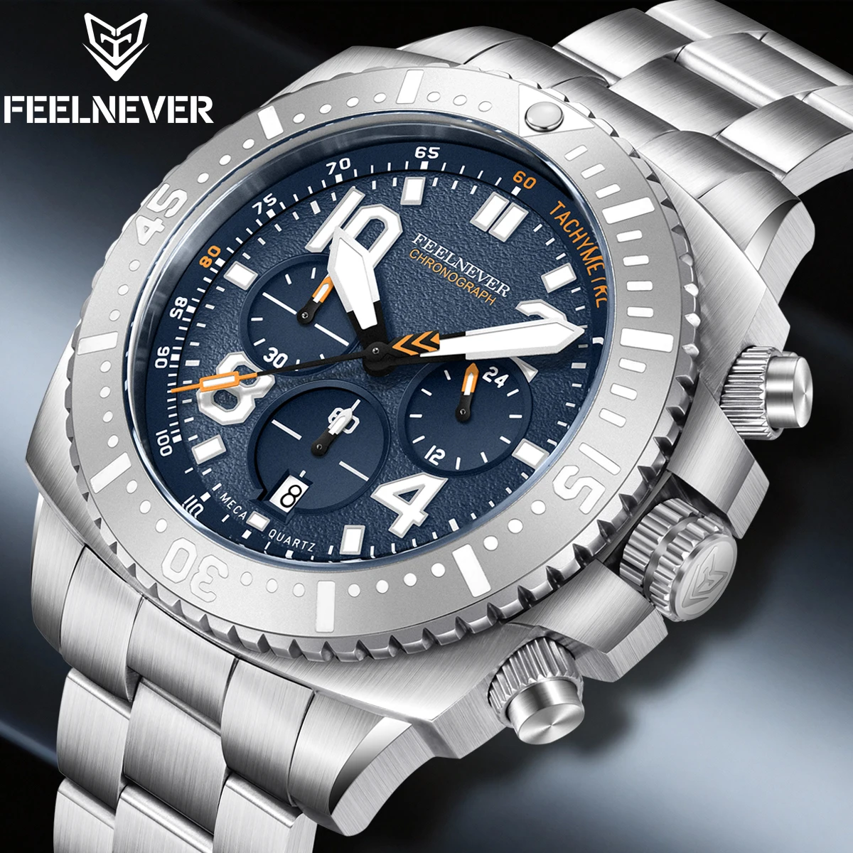 FeelNever TMIVD53 Quarzuhr mit automatischem Uhrwerk, 316 Edelstahl, Saphirglas, Herrenuhr, 100 m wasserdicht, Uhr, Reloj Hombre Image