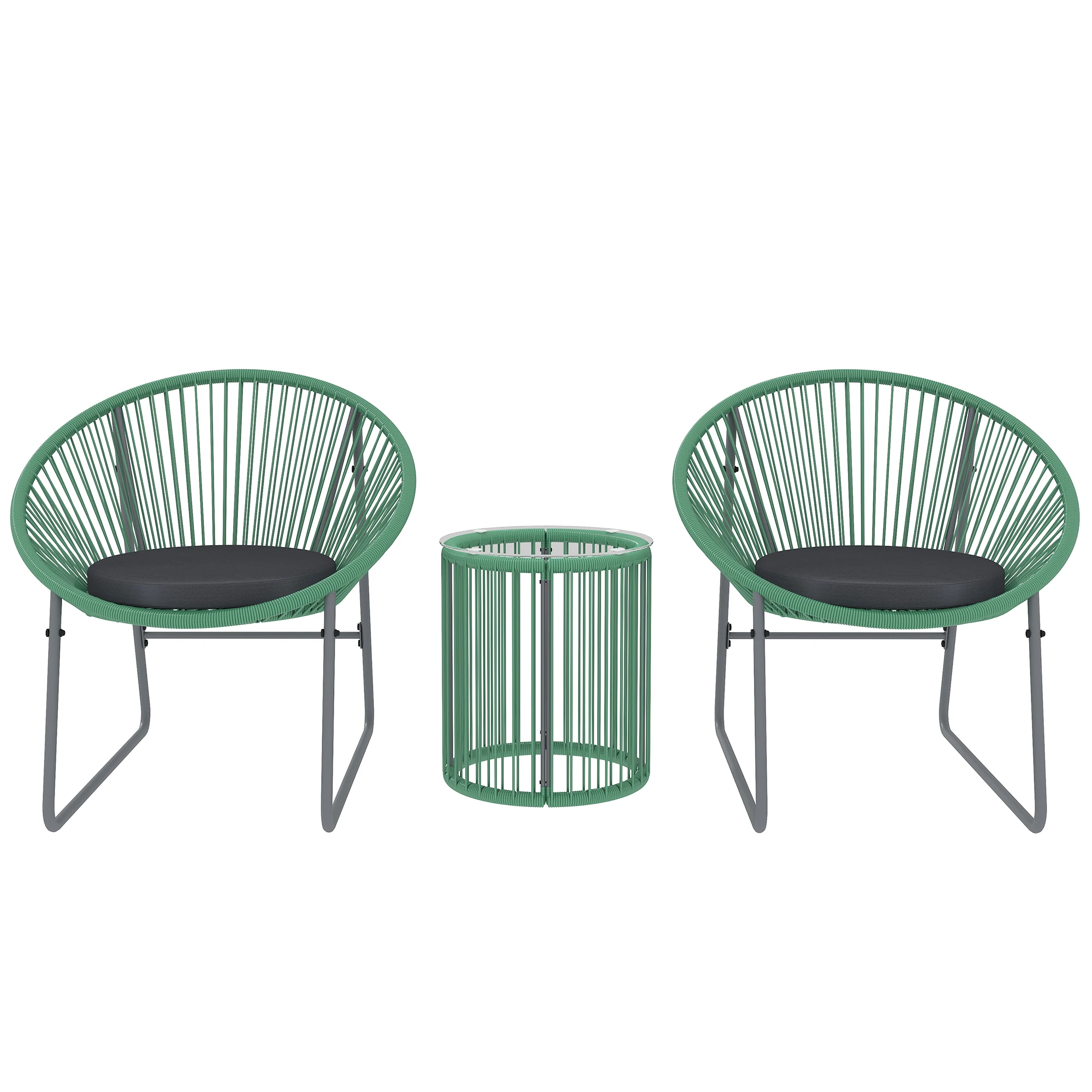 Gartenmöbel-Set aus Polyrattan, Outdoor-Lounge-Balkonmöbel für 2 Personen, 3-teilige Sitzgruppe mit 2 Stühlen, Beistelltisch