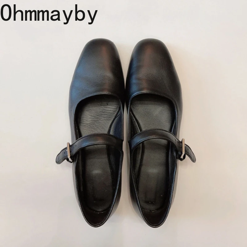 Street-Style Damen Mary Jane Schuhe Modische Flache Schuhe mit Weicher Sohle Komfortable Frühlings- und Herbstschuhe Schlichte Damenschuhe