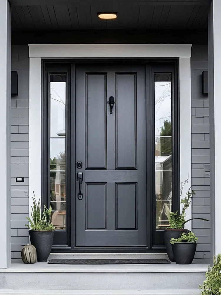 Französische Eingangstür, Schwingtür, Außentür, Sicherheitstür, Sturmtür, Haupttür, Tor aus Aluminiumlegierung, Heimdekoration, Maßanfertigung Image