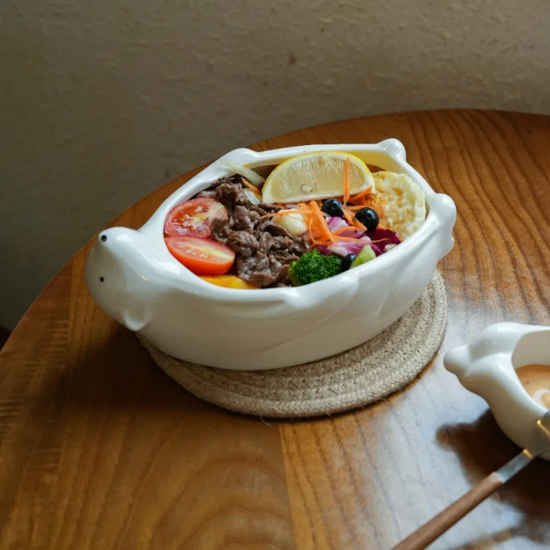 Keramik Eisbär geformte Schüssel, japanische Nudeln in Suppen schüssel, kreative personal isierte Schüssel, Restaurant Küchen bedarf Image