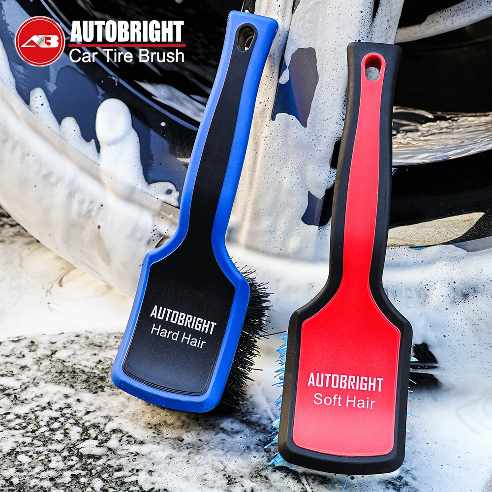 AUTOBRIGHT Reinigungsbürsten-Set für Reifen, Hart- und Weichborsten, Felgenbürste, Detailreinigungsbürste, Autopflege-Zubehör Image