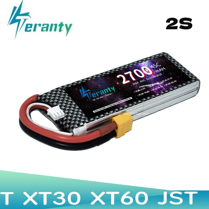 1/2 Stück Teranty 2S 7,4 V 2700mAh Lipo-Akku Softcase Kurzpack RC-Akku für RC-Auto RC-Helikopter Roboter T XT60 JST-Stecker Image