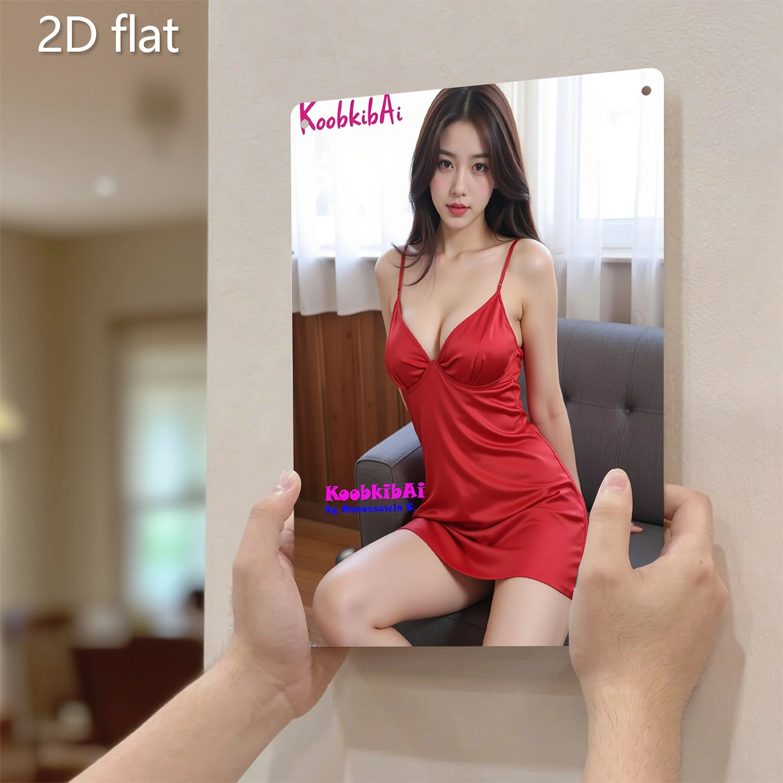 Markenname Chinesische Kunst Metall-Wandplakette Rot 2D Flache Frauenfigur Hängende Dekoration für Innen und Außen Traditionelle Dekoration mit Vorgefärbtem Design Image