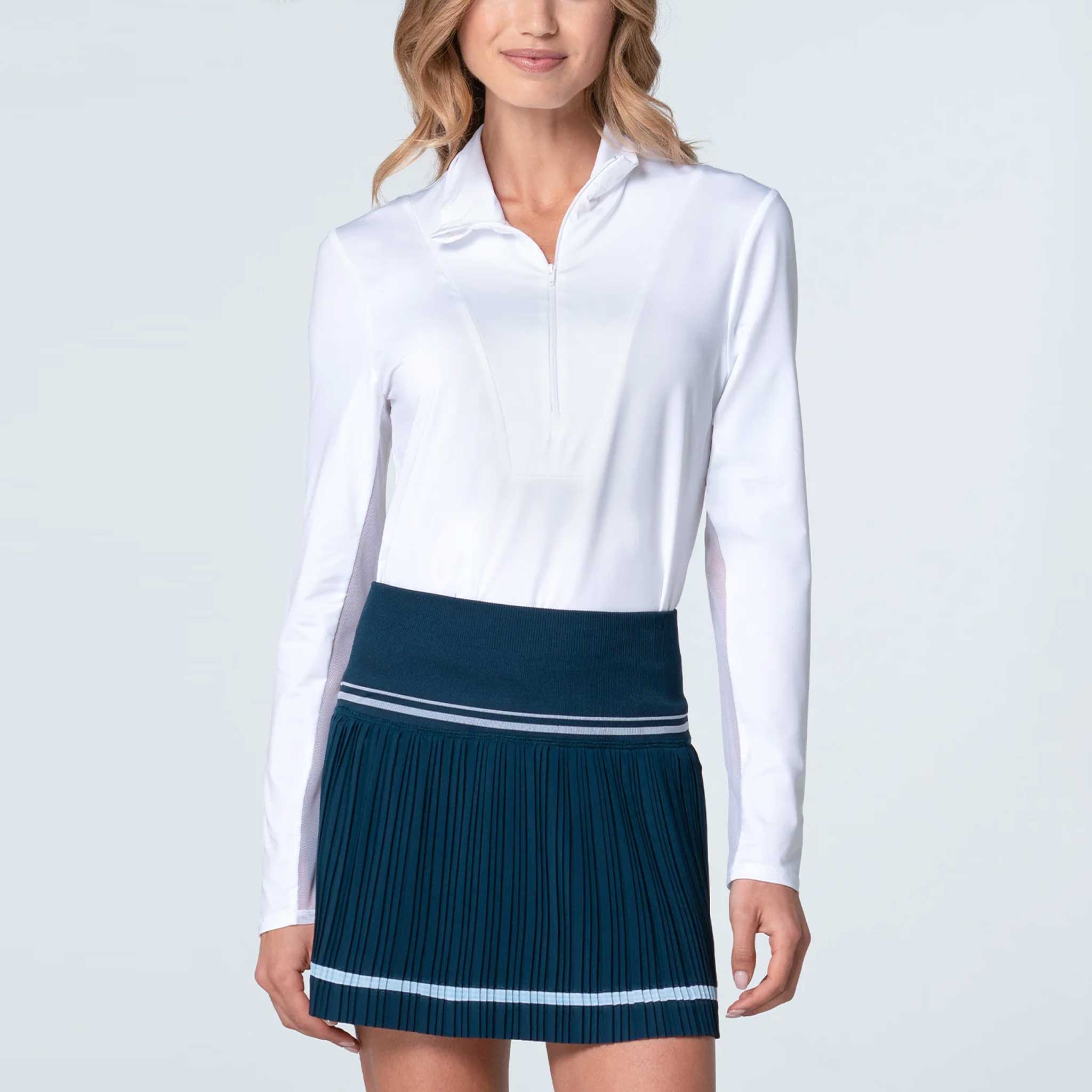 Lucky In Love Free Play Zip Love Sleeve Women's Tennis Apparel White