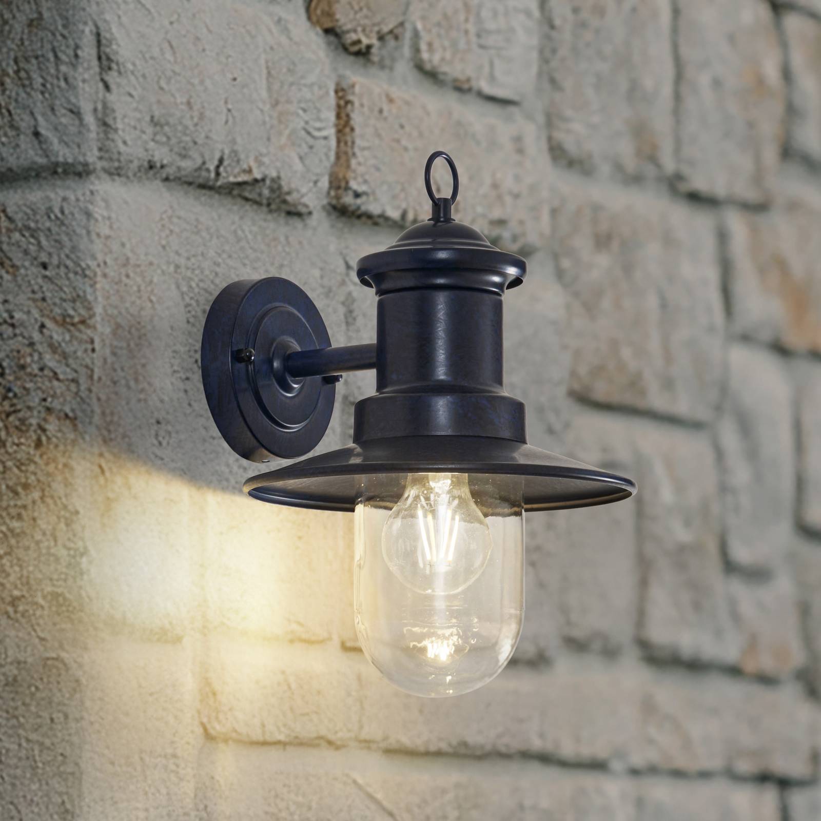 Outdoor Wall Light Eloretta Lindby, dimmable, Black, metal, Country House / Rustic, Outdoor Wall Light