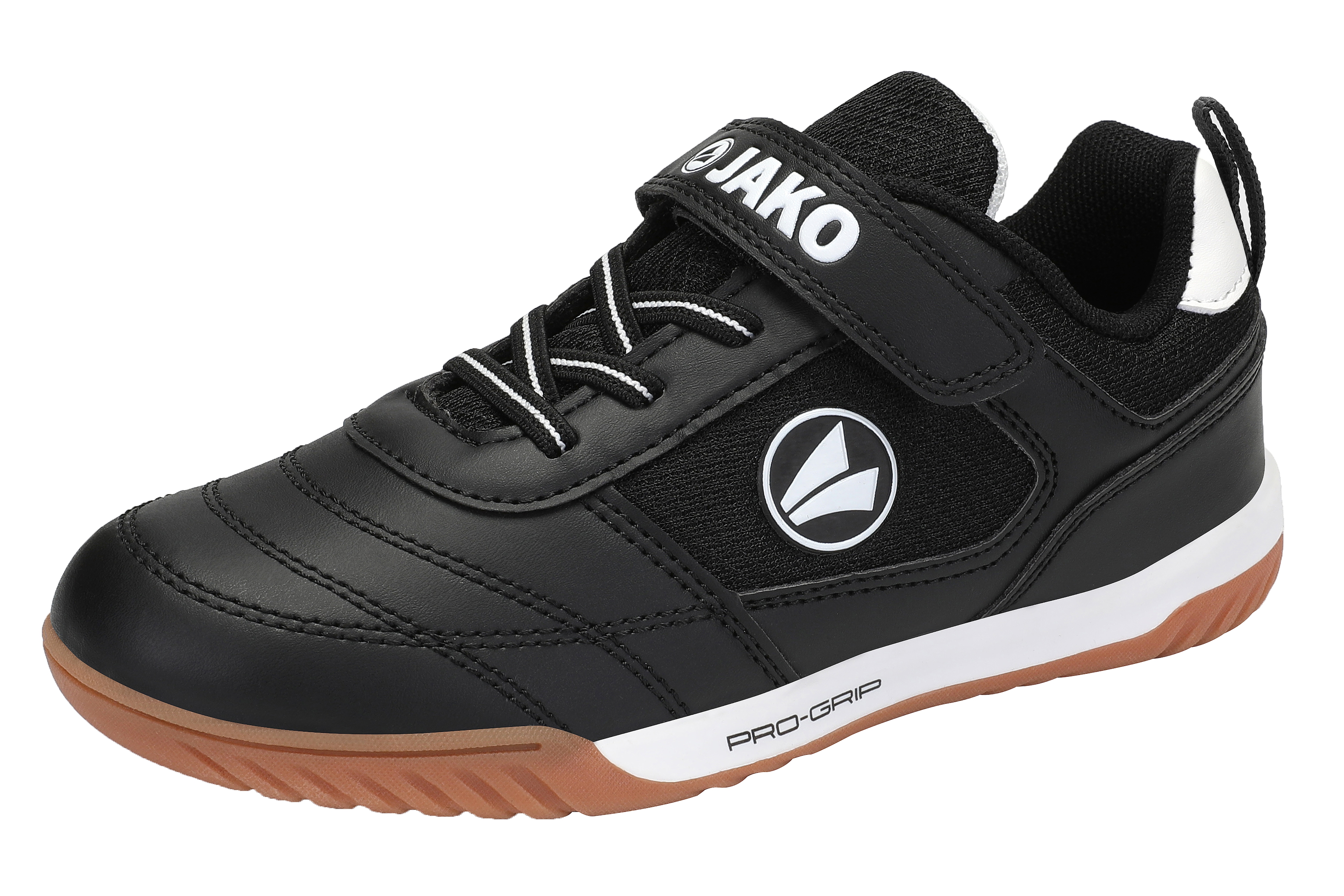 Indoorschuh JAKO "J-SH WINGER EV", Mädchen, Gr. 31, jet schwarz, weiß, Synthetik, Schuhe, Hallenschuh