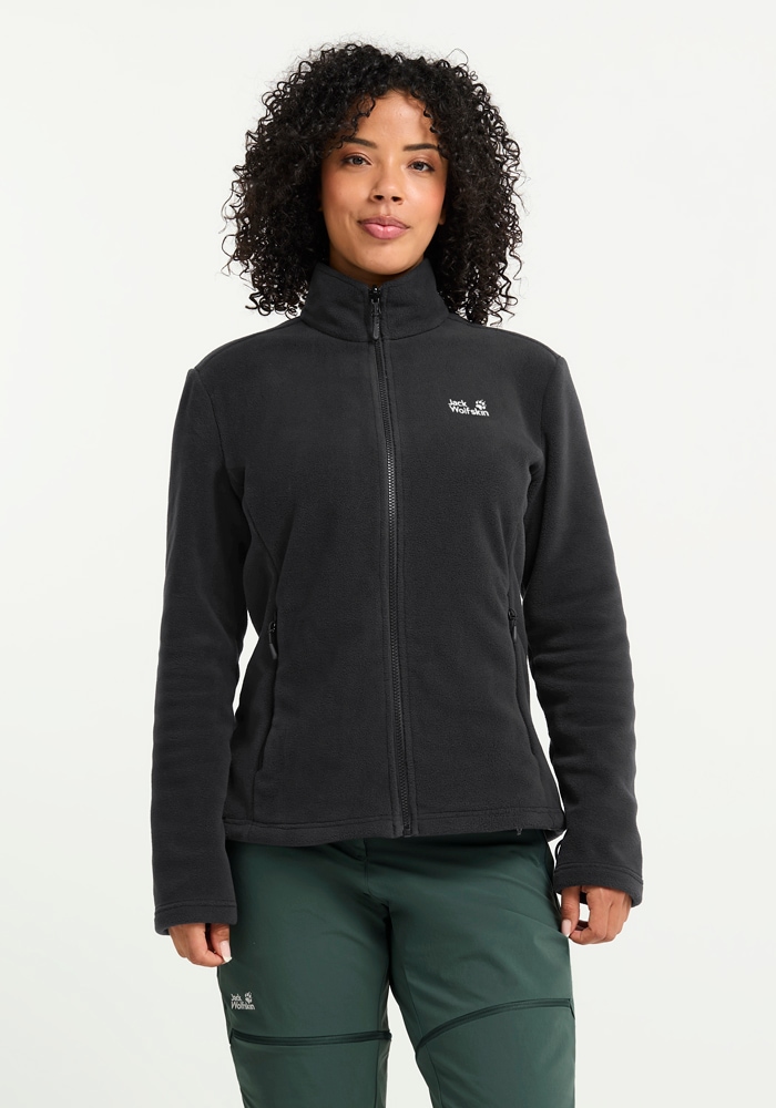 Fleecejacke JACK WOLFSKIN "TAUNUS 200 FZ W", Damen, Gr. XL (46), schwarz, Obermaterial: 100% POLYESTER. Futter: 100% POLYESTER, Jacken Fleecejacke