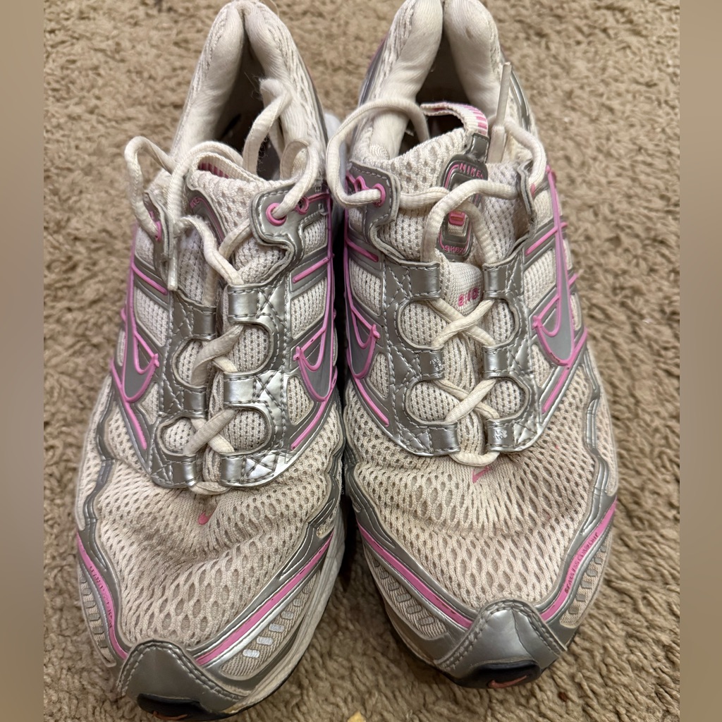 Nike Shoes | 3/$25 Nike Women's Athletic Shoes In Pink And Silver, Size 7.5. Zoom Air. | Color: Pink/Silver | Size: 7.5