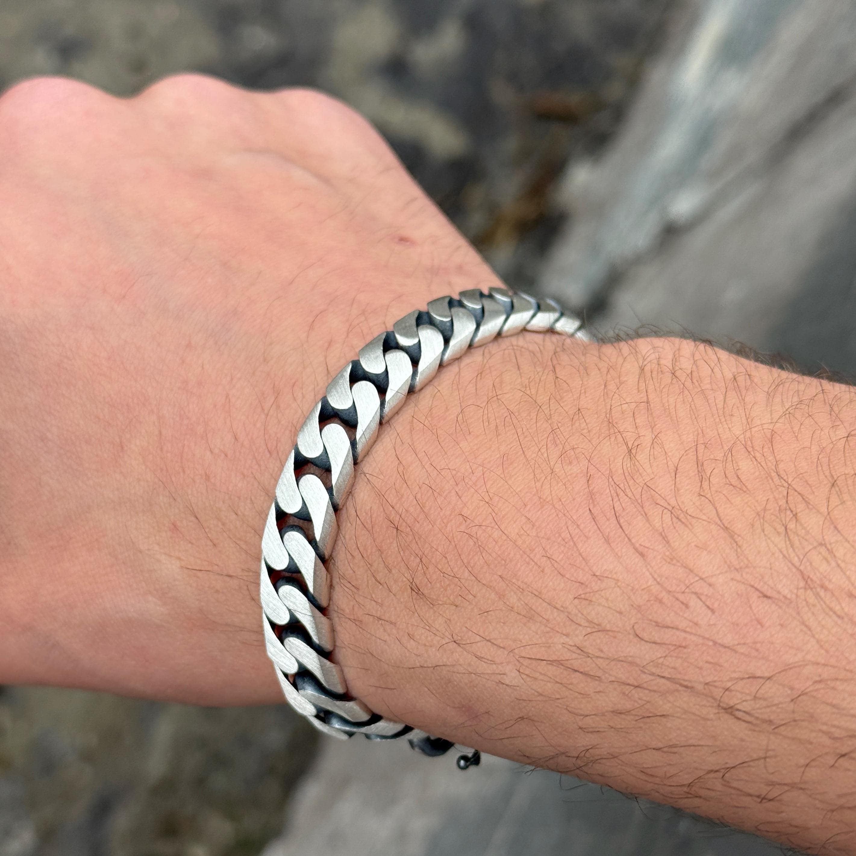 Bracciale a catena gourmet in argento 925, bracciale a catena spessa a maglie larghe, bracciale a catena a maglie larghe da 10 mm, bracciale pesante i