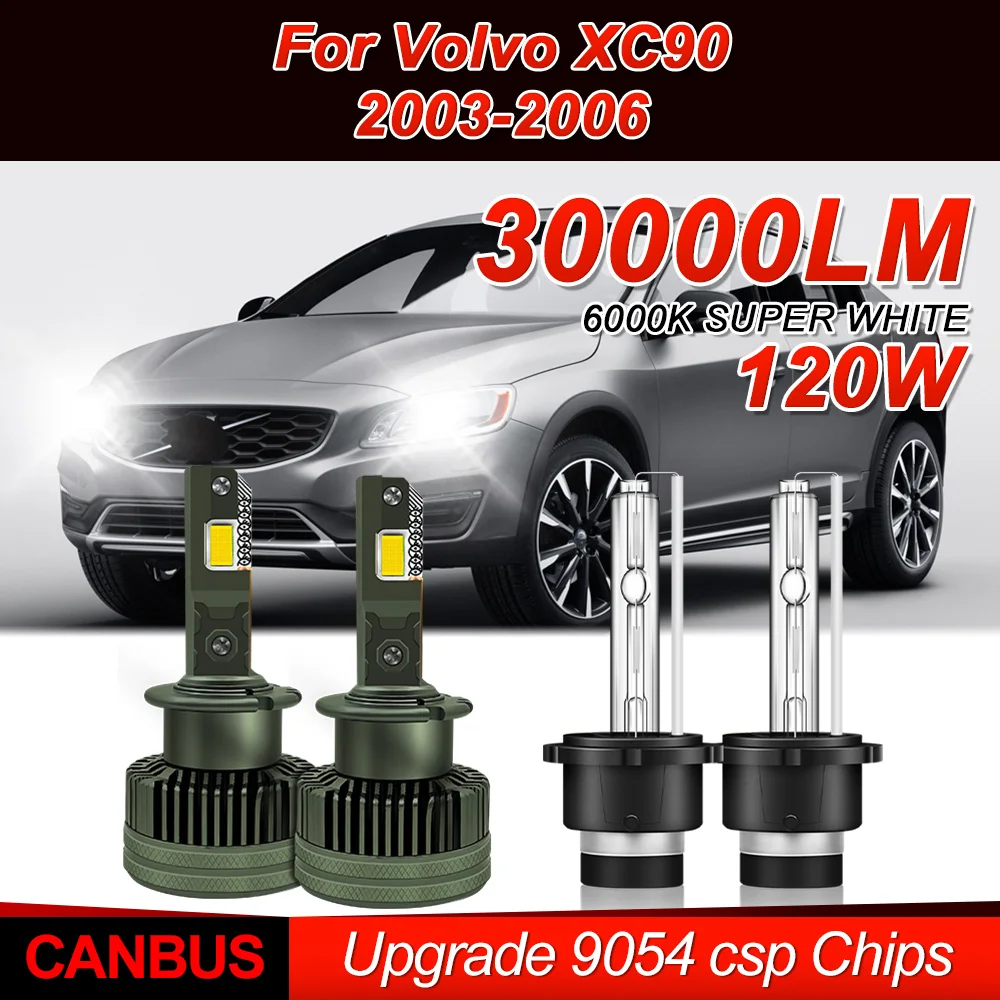 120 W D2S LED Scheinwerfer Lampen 30000LM Canbus Kein Fehler Auto HID Xenon Lichter 12 V Plug Und Play für Volvo XC90 2003 2004 2005 2006 Image