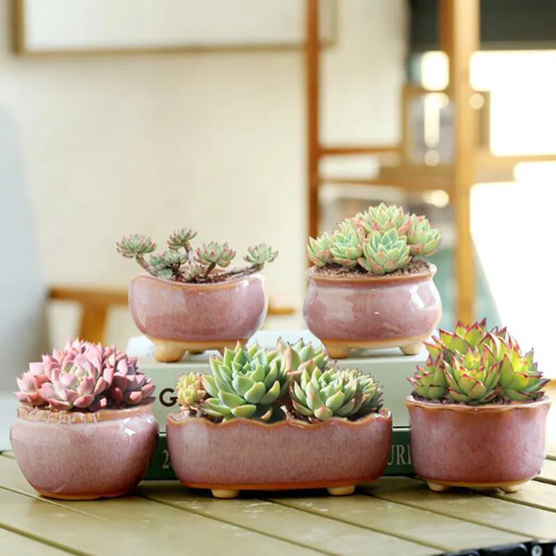 Retro Ofen Ändern Rosa Farbe Blumentopf Bonsai Vase Sukkulenten Blumentopf Gartenarbeit Pflanzer Keramik Handwerk Balkon Wohnkultur Image