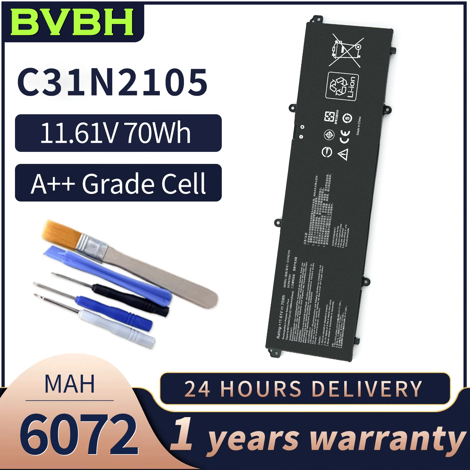 BVBH C31N2105 70Wh 6072mah/5895mah Akku Für ASUS Vivobook 14X/15X/16X ZenBook 14X,UX3404VA,UX3404VC Vivobook Pro 15 Image