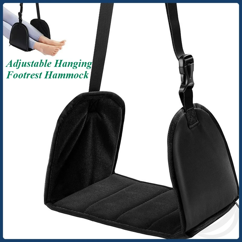 1 Stück verstellbare Memory-Schaum-Flugzeug-Fußstütze, tragbare faltbare Hängematten-Beinstütze für langen Flug, Reisekomfort Image